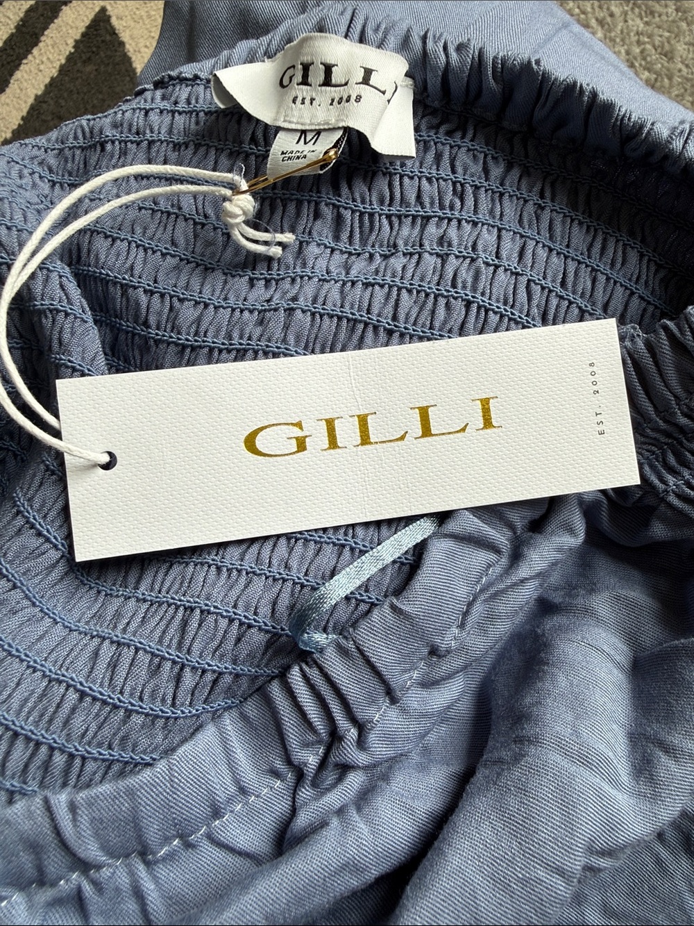 Gilli Off-Shoulder Tie-Front Jumpsuit in Slate Blue - Picture 11 of 11